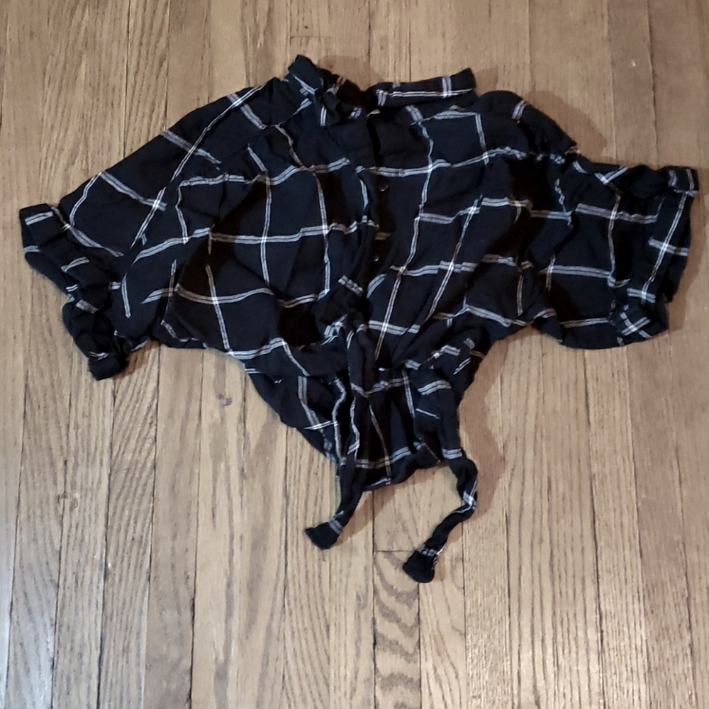 Black And White Plaid Crop Top